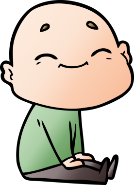 Bir insan tarafından çizilmiş mutlu, kel adam.