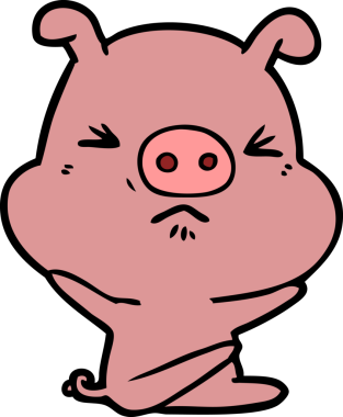 Bir insan tarafından çizilmiş kızgın domuz çizgi filmi.