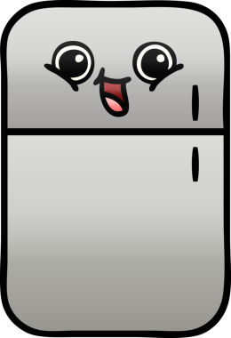 Bir insan tarafından çizilmiş bir buzdolabının gölgelenmiş karikatürü.