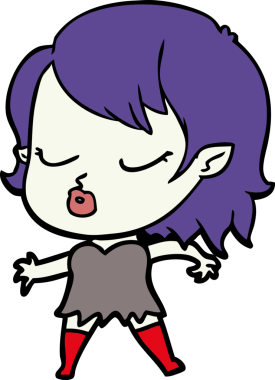 Bir insan tarafından çizilmiş şirin vampir kız çizgi filmi.