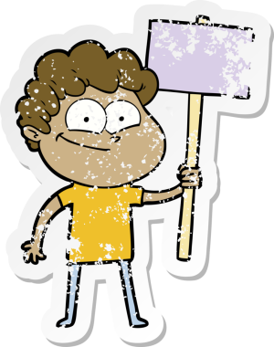 Bir insan tarafından çizilmiş mutlu bir adamın sıkıntılı çıkartması.