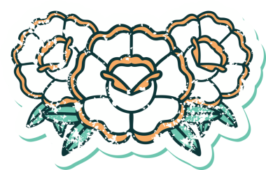 Bir insan tarafından çizilmiş bir buket çiçeğin sembolik dövmesi.