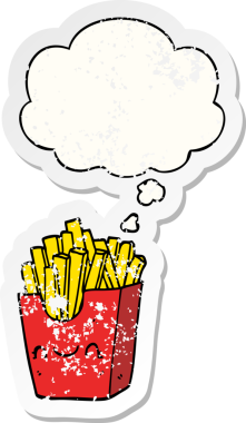 Düşünce baloncuklarıyla kutuda kızaran çizgi film, insan tarafından çizilmiş yıpranmış bir çıkartma gibi.