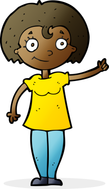 Bir insan tarafından çizilmiş mutlu kadın çizgi filmi.