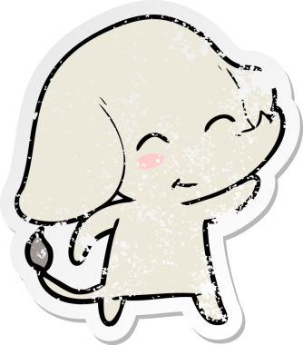 Bir insan tarafından çizilmiş şirin bir filin sıkıntılı çıkartması