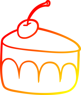 Bir insan tarafından çizilmiş lezzetli bir tatlının sıcak çizgi çizimi