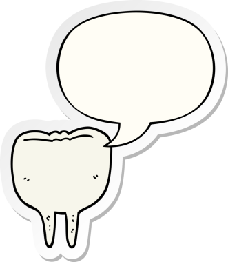 Bir insan tarafından çizilmiş balon çıkartmalı çizgi film dişleri.