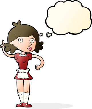 Bir insan tarafından çizilmiş düşünce balonlu bir kız.