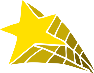 Bir insan tarafından çizilmiş çizgi film yıldızı.