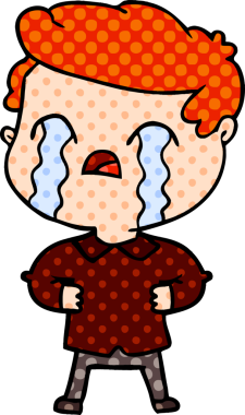 Bir insan tarafından çizilmiş ağlayan çizgi film adamı.