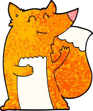 Bir insan tarafından çizilmiş mutlu çizgi film tilkisi.