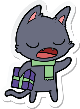 Bir insan tarafından çizilmiş konuşan kedi karikatürü.