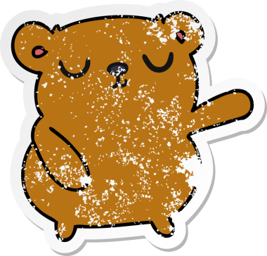 Bir insan tarafından çizilmiş şirin bir ayının serbest sticker 'ı.