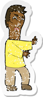 Bir insan tarafından çizilmiş kızgın bir çizgi filmin gerilimli çıkartması.