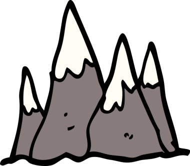 Bir insan tarafından çizilmiş karalama yüksekliğindeki dağlar.