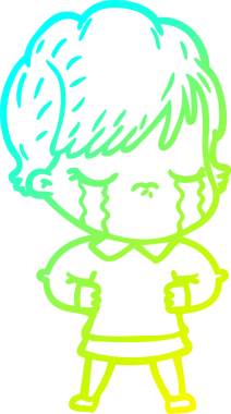 Bir insan tarafından çizilmiş ağlayan bir karikatür çizimi.