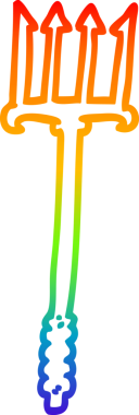 gökkuşağı gradyan çizgi çizimi bir insan tarafından çizilmiş üç çatallı mızrak