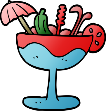 bir insan tarafından çizilmiş tropikal bir kokteyl.