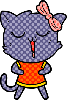 Bir insan tarafından çizilmiş çizgi film kedisi.