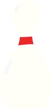 Bir insan tarafından çizilmiş düz renk bovling broşu.