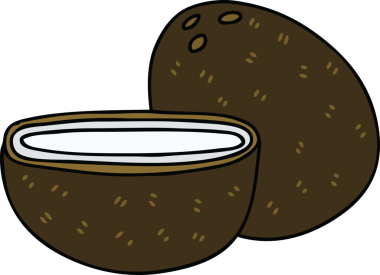 Bir insan tarafından çizilmiş garip Hindistan cevizi çizimi.