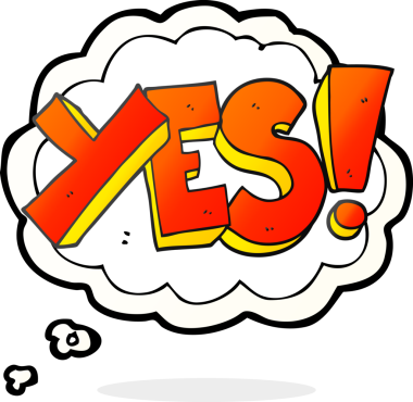 Serbest çizim düşünce balonu karikatürü Evet bir insan tarafından çizilmiş sembol