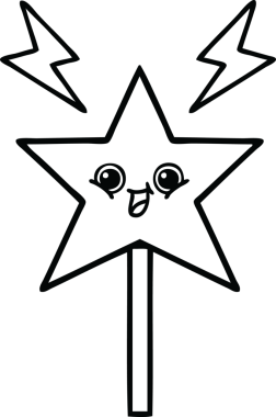 Bir insan tarafından çizilmiş sihirli bir değnek çizimi.