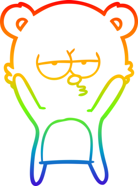 Bir insan tarafından çizilmiş sıkılmış bir ayı çizgi filminin çizimi.