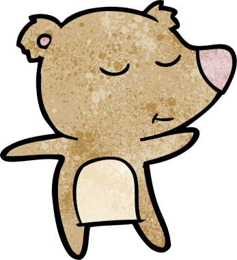 Bir insan tarafından çizilmiş mutlu çizgi film ayısı.