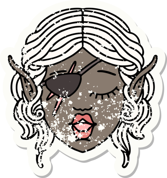 Retro Dövme Tarzı Elf düzenbaz karakter yüzü Bir insan tarafından çizildi