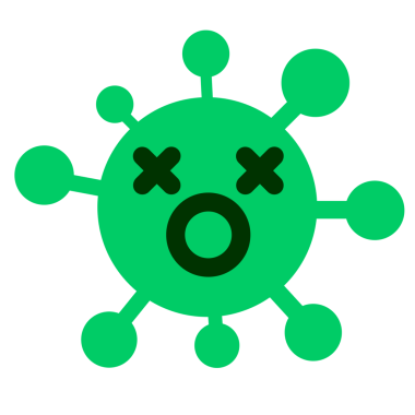 Bir insan tarafından çizilmiş soluk soluğa kalmış ölü bir virüs