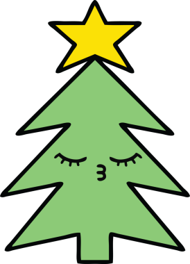 Bir insan tarafından çizilmiş güzel bir Noel ağacı karikatürü.