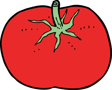 Bir insan tarafından çizilmiş domates çizgi filmi.