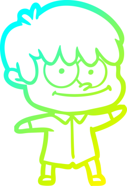 Bir insan tarafından çizilmiş mutlu bir çizgi film karakteri çizimi.