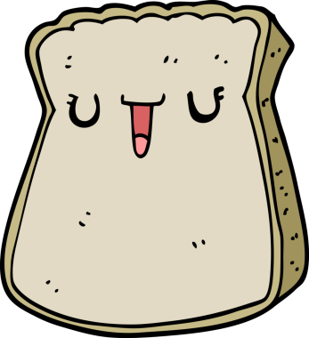 Bir insan tarafından çizilmiş bir ekmek dilimi.