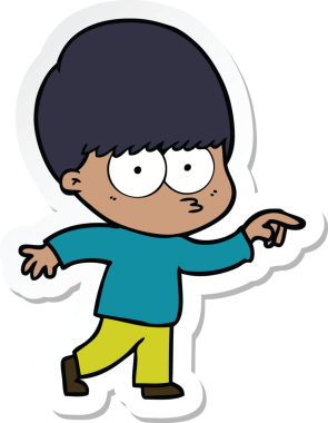 Bir insan tarafından çizilmiş sinirli bir çizgi film çocuğunun çıkartması.