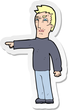 Bir insan tarafından çizilmiş kızgın bir adamın çıkartması.