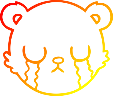 Bir insan tarafından çizilmiş, tatlı bir oyuncak ayı suratının sıcak çizgi çizimi