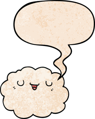 Konuşma baloncuğu olan karikatür bulutu insan tarafından çizilmiş retro doku.