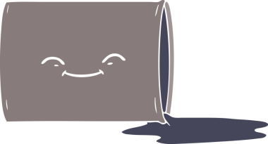 Bir insan tarafından çizilmiş düz renk çizgi film mutlu yağ varili