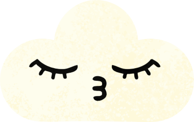 Bir insan tarafından çizilmiş beyaz bir bulutun retro çizim tarzı karikatürü