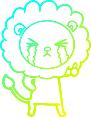 Bir insan tarafından çizilmiş ağlayan aslanın soğuk gradyan çizgisi