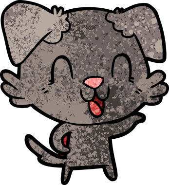 Bir insan tarafından çizilmiş gülen çizgi film köpeği.