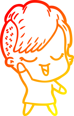 Bir insan tarafından çizilmiş mutlu bir çizgi film kızı çizimi