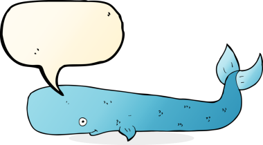 Bir insan tarafından çizilmiş konuşma balonlu çizgi film balinası