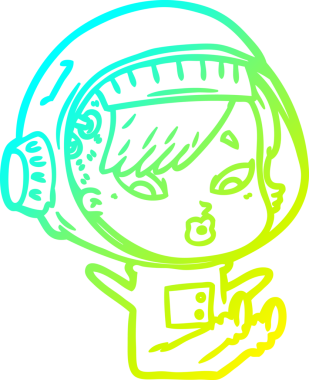 Bir insan tarafından çizilmiş soğuk gradyan çizgili astronot kadın çizimi.