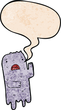 Bir insan tarafından çizilmiş eski moda konuşma baloncuklu çizgi film hayaleti.