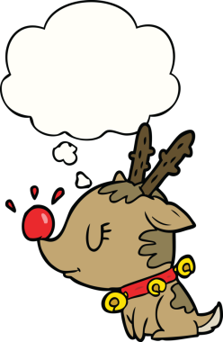 Bir insan tarafından çizilmiş düşünce baloncuklu Ren geyiği.