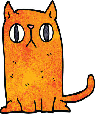 Bir insan tarafından çizilmiş komik bir kedi.