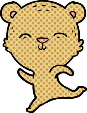 Bir insan tarafından çizilmiş mutlu çizgi film ayısı.